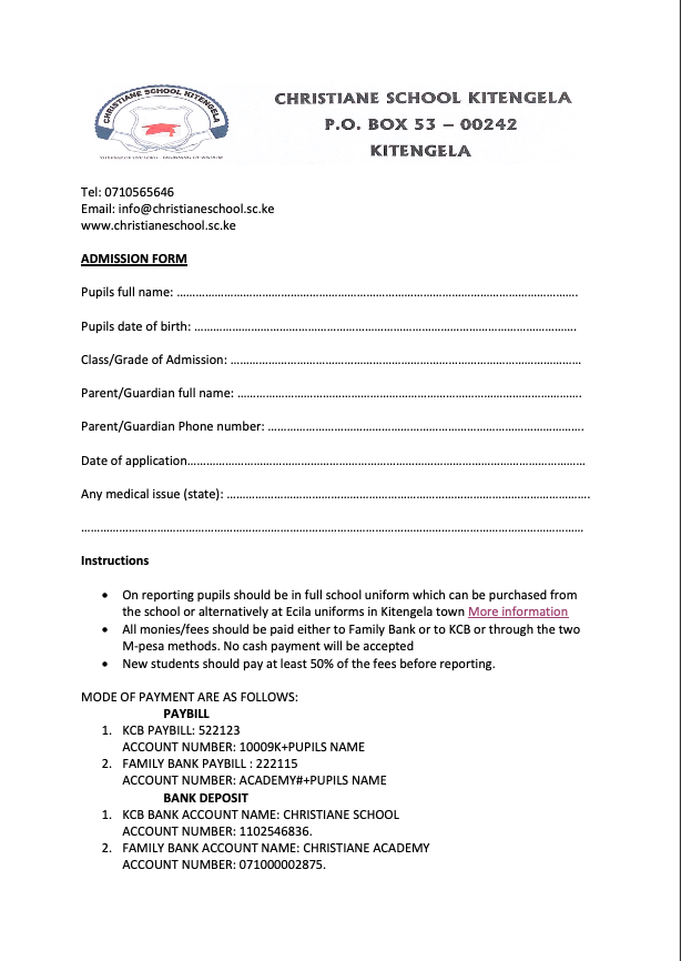 Admission Form